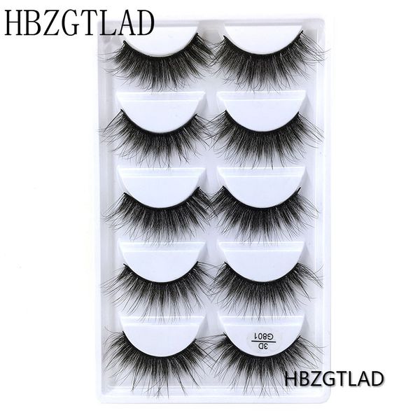 

2018 new 5 pairs 100% real mink eyelashes 3d natural false eyelashes 3d mink lashes soft eyelash extension makeup kit cilios 801
