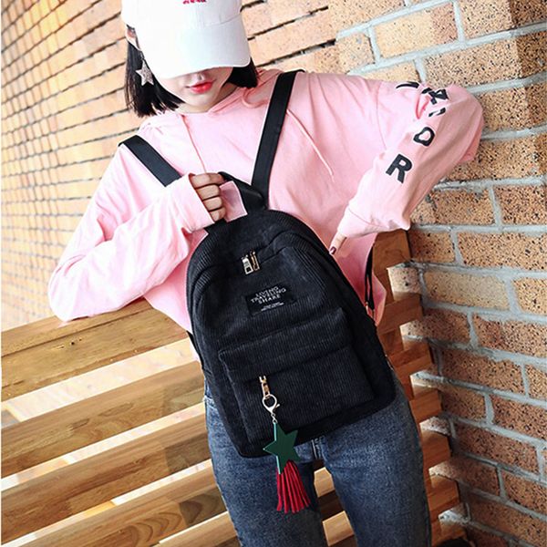 

5#shoulder bag fashion girl color backpack female bag women's canvas tassel school bags travel backpack