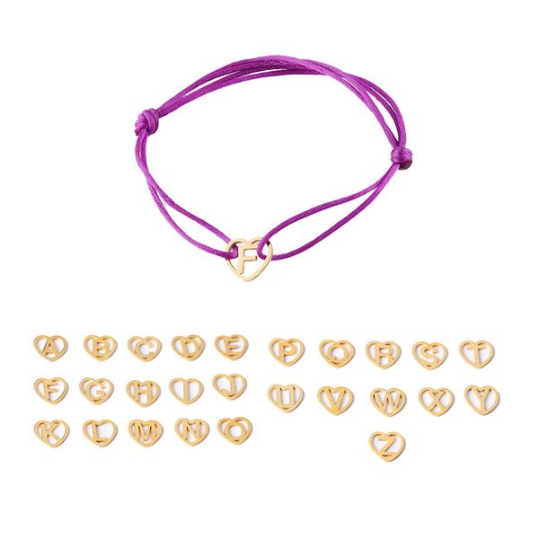 

2020 handmade lucky string rope purple thread adjustable woven heart letter bracelet for women simple bohemian charm bracelets, Black