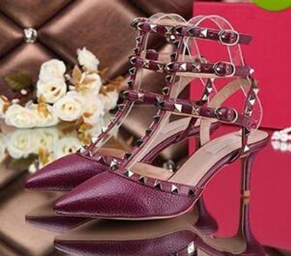 

2020 women high heels designer dress shoes party rivets girls pointed toe shoes buckle platform pumps wedding shoes 12 diffincet color, Black;red