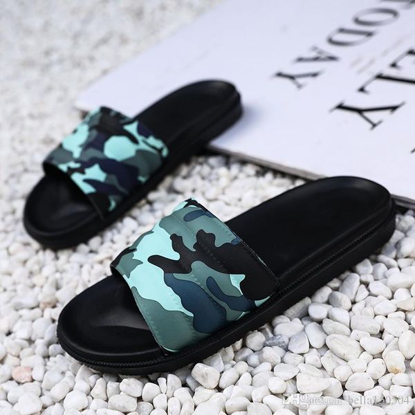 

хорошее качество дизайнер резиновая горка сандалии цветочные мужские тапочки шестерни днища шлепанцы легкие полосатые пляжные тапочки камуфл, Black