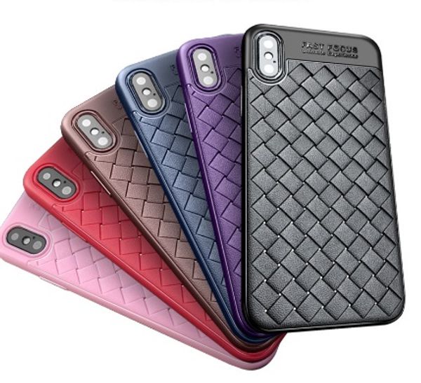 

new good luxury silicone phone case grid woven weaving cases for iphone 6 6s 7 plus x xs max cover silicon accessories top