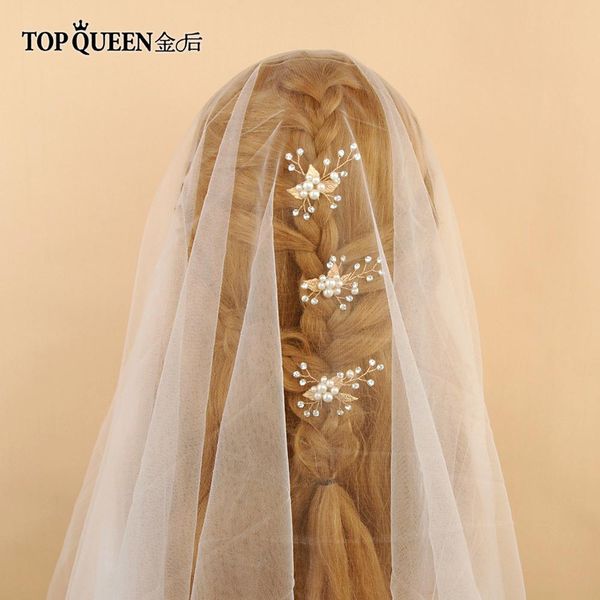 

ueen hp133-g wedding hair clip handmade pearls rhinestones gold flower leaf bridal headpiece hair accessories qkgda, Black