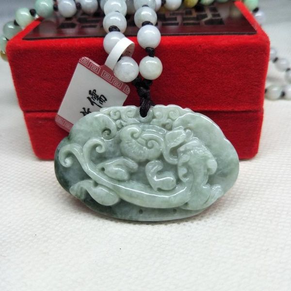

zheru jewelry pure natural jadeite light green fortune god beast pendant three-color jadeite jade necklace send a-level certific, Silver