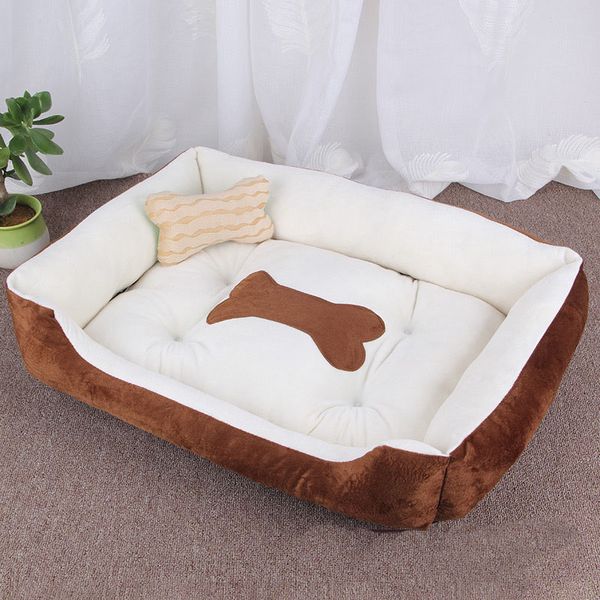 

soft fleece pet dog bed cushion bone print large breed dog beds for labrador golden retriever summer mat