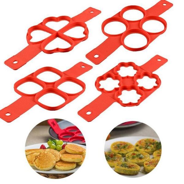

nonstick pancake maker 4 grids silicone kitchen pancake mold egg cooking tool easy fried egg ring maker diy kitchen cooking tools