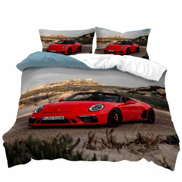 

sport car duvet cover sets home bed decorative bedding sets for teen boys girls 100% microfiber bed set with zipper no comforter