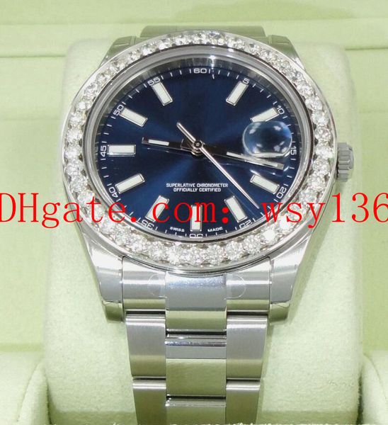 

factory supplier men's sports wrist watches datejust ii 116300 41mm diamond bezel blue dial automatic mechanical watch, Slivery;brown