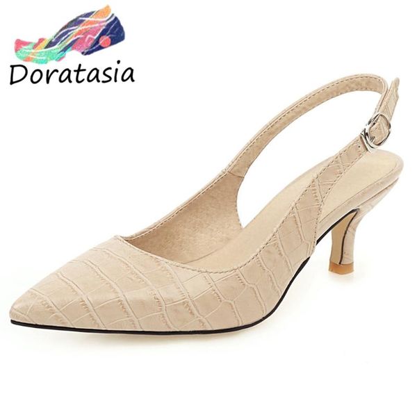 

doratasia ladies summer sandals pointed toe thin heel back strap office party wedding dress sandals women new shoes woman, Black