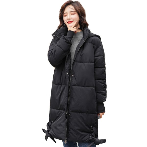 

2019 new arrival winter jacket women hooded long cotton padded female parka outwear warm coat mujer invierno, Black