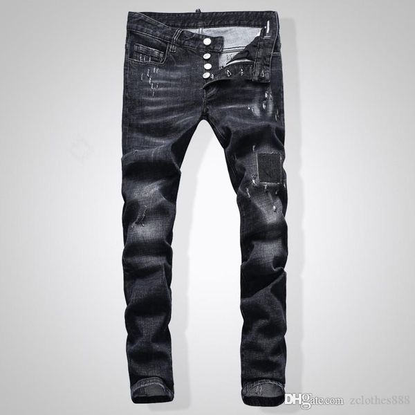 

new jeans luxury men s designer jeans patch slim paint little feet mens designer pants biker jeans size 29-40, Blue