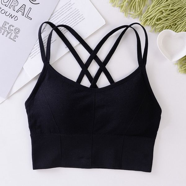 

beauty back sports bra women padded sports vest -proof gathering high-intensity yoga bra cotton underwear fitness, White;black