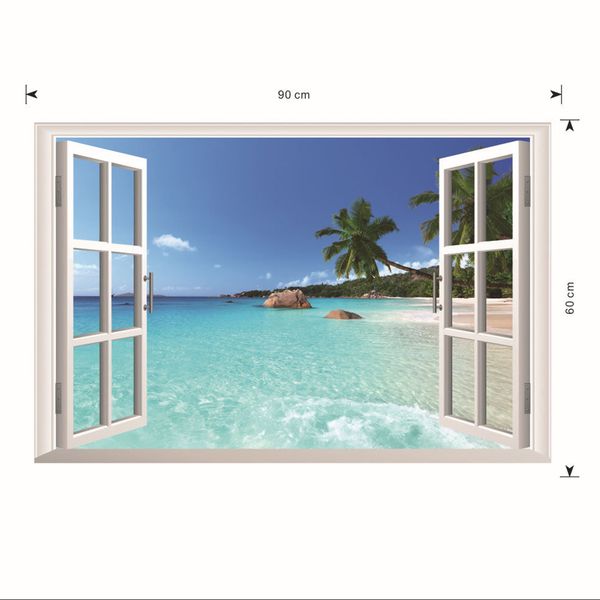 

removable 3d ocean beach window home decor sticker wall decal sea view mural new
