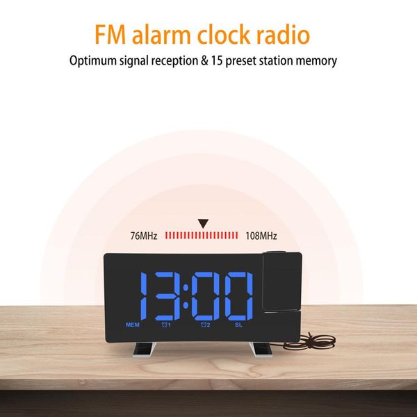 2019 180 Degree Dimmer Projection Alarm Clock Digital Ceiling Display Radio Function Dual Alarm Adjustable Brightness Battery Backup From Aozhouqie