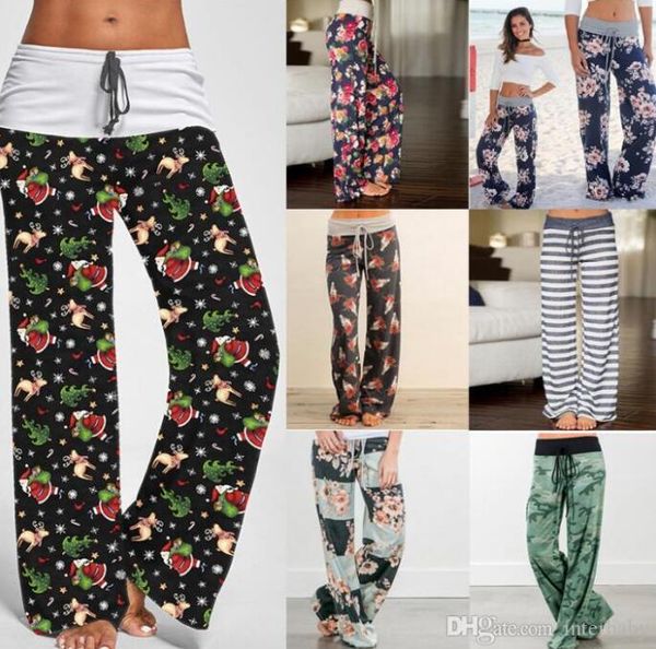 

pants elastic stripe palazzochristmas wide leg capris fitness yoga pants lady sport loose long pants women casual baggy trousers ayp6344, Blue