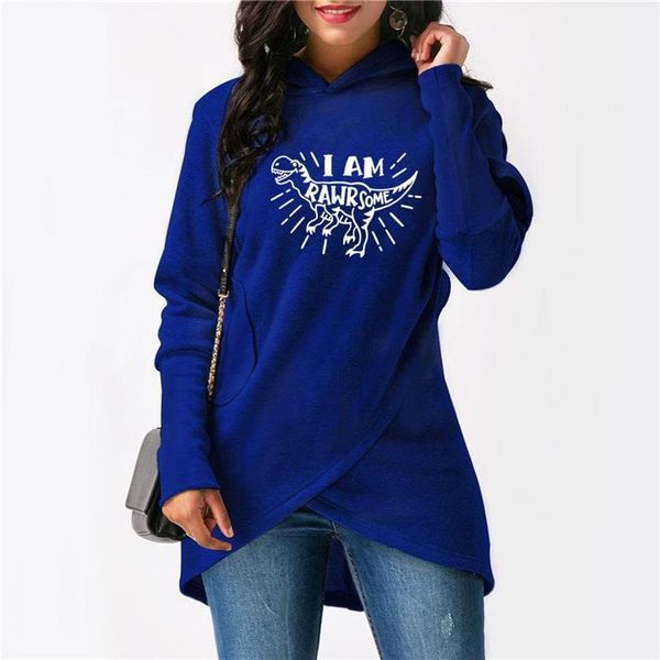 

for women i am rawr letters print split sweatshirt femmes hoodies kawaii sweatshirts frauen funny female hoody buckle plus, Black