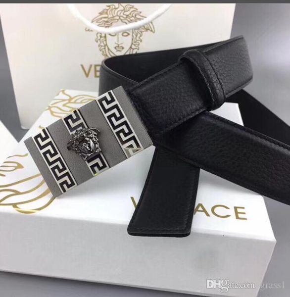 

himunu] new genuine leather snake grain belt for men automatic buckle strap ceinture men belts luxury designer high quality, Black;brown