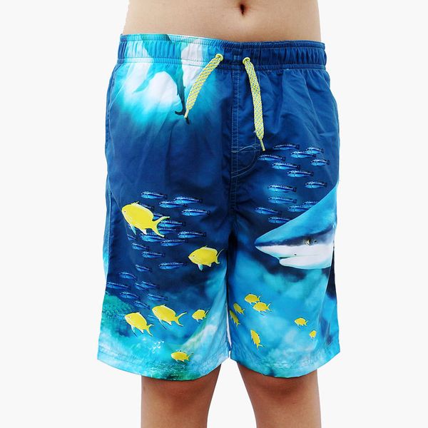 

new big boys casual summer beach shorts swimwear teenage kids elastic waist print high waist loose shorts beach wear swimsuit