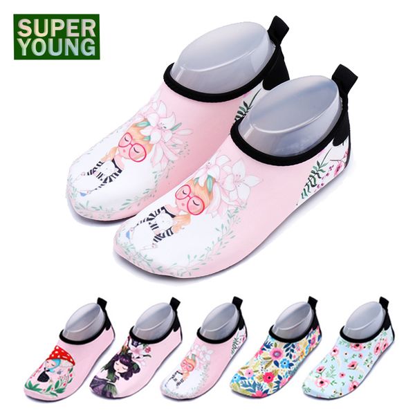 

children cartoon floral water sports outdoor sneakers kids girls aqua barefoot swimming shoes women fishing diving beach sandals