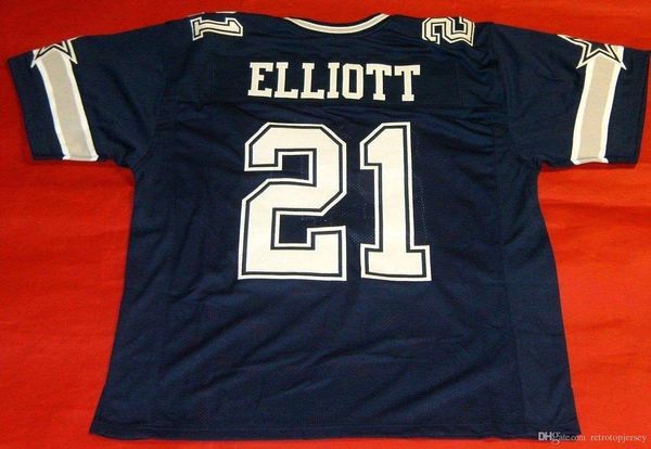 

retro #21 ezekiel elliott custom ds mitchell & ness jersey bule mens stitching s-5xl,6xl football jerseys running, Black;blue
