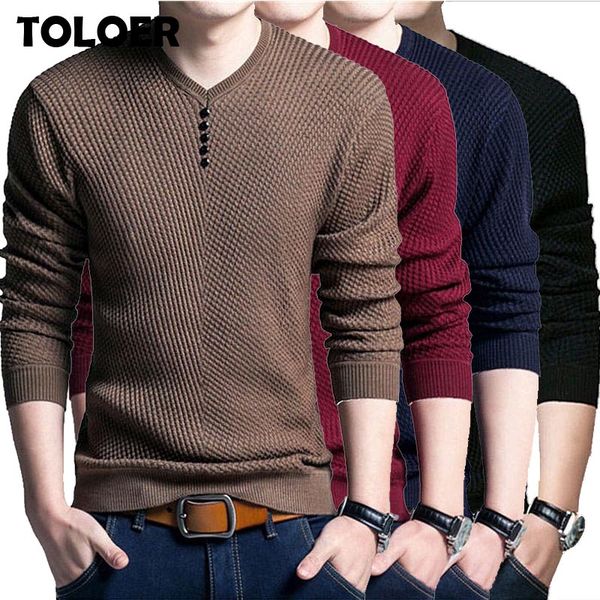 

new knitted sweater men 2019 casual brand v-neck pullover male autumn slim sweaters men's casual long sleeve knitwear pullovers, White;black