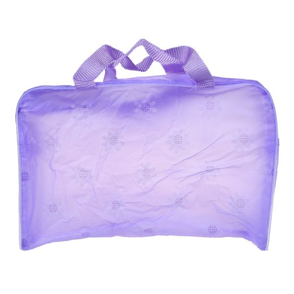 

floral print transparent waterproof cosmetic bag toiletry bathing pouch purple