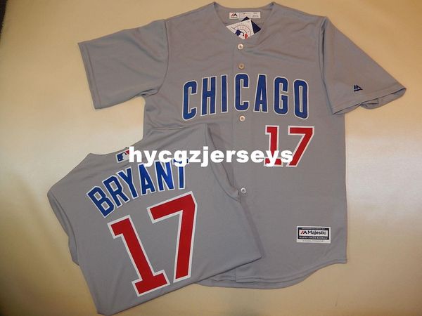 

baseball #17 kris bryant cool base sewn shirt jersey gray mens stitched jerseys big and tall size xs-6xl for sale, Black;blue