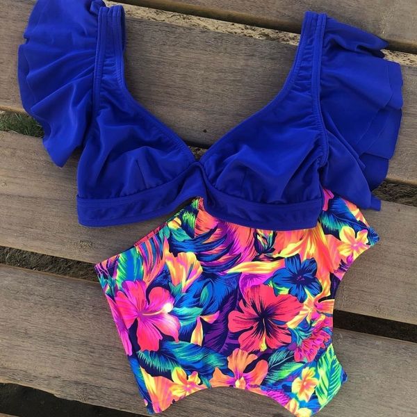 

swimwear for women designer bikini 2019 print swimwear high waist ruffle swimsuit push up bikinis set bathing suit summer biquini female, White;black
