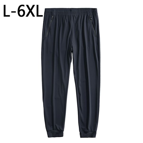 

men's clothing large sizes harem pants elastic waist band work pants long straight plus loose 6xl trousers male summer men, Black