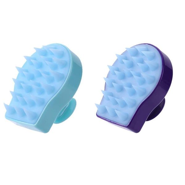 

silicone shampoo scalp brush massager shower body washing hair massage comb, Silver