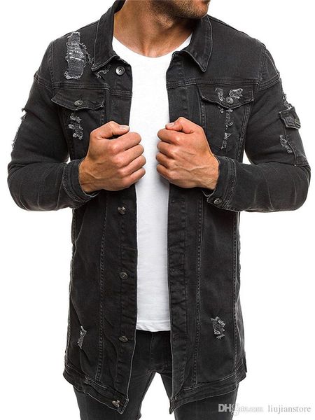 

мужская мода потертые джинсы куртки весна с длинным рукавом мужские пальто отворотом шеи верхней одежды с однобортный, Black;brown
