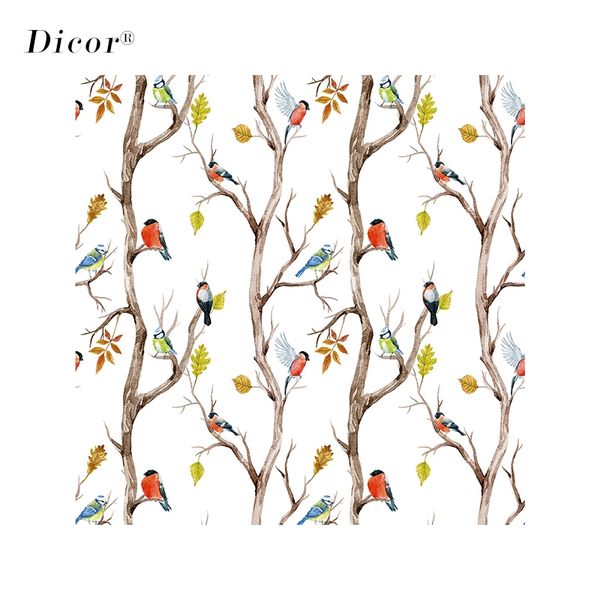 

200cm stained glass sticker birds tree vinyl frosted opaque static films window decoration refined decal for glass door 2019 new