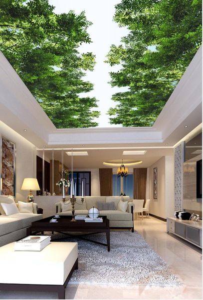 

green ceilings wallpaper living room bedroom ktv ceiling murals wallpaper green forest curtains