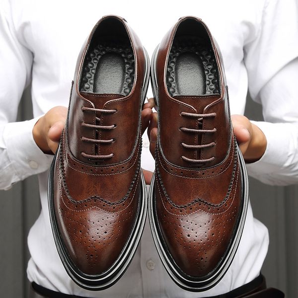 

autumn men's leather shoes pointed men's british bullock tide shoes korean youth casual leather shoes men, Black