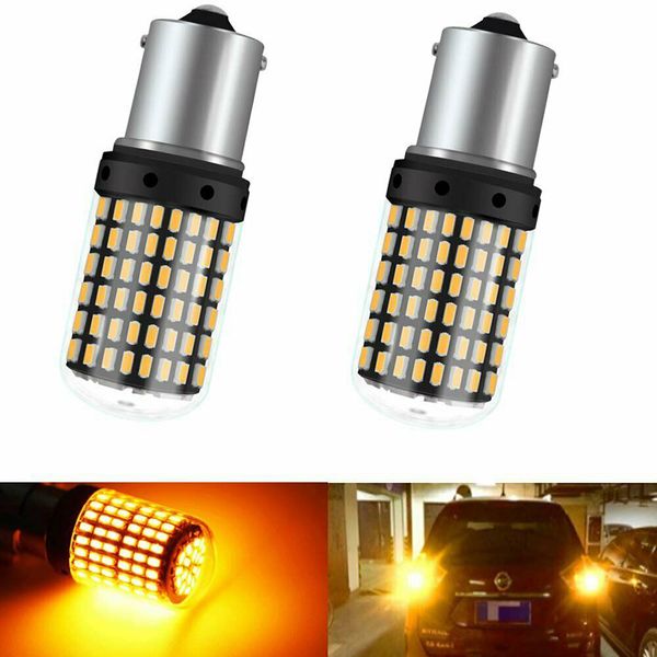 

2pcs 1156 ba15s p21w led canbus bulbs 3014 144 smd no error led auto car turn signal light brake lamp white yellow no flash 12v