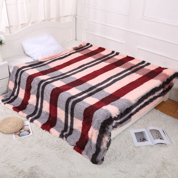 

plush double-layer thick blanket,stripe/ print extra big bed blankets,coral fleece fabric&artificial cashmere warm blanket,gift