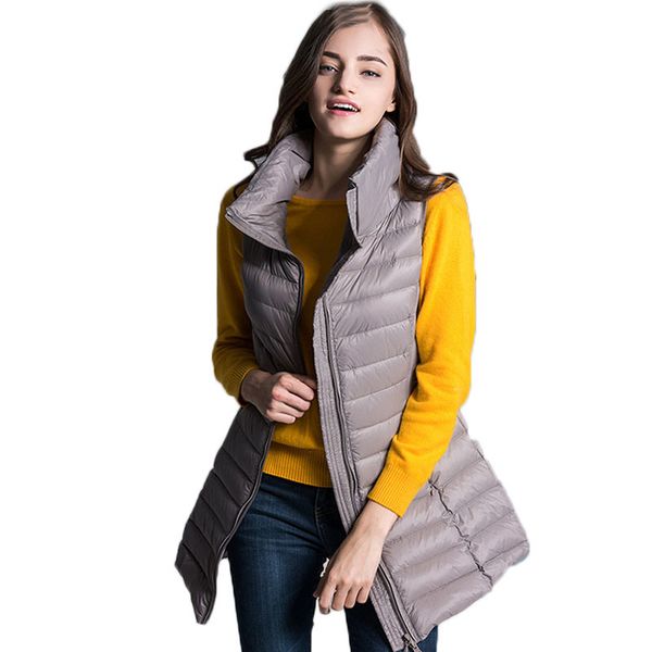 

women's vests winter jackte women down vest 2021 brand light thin waistcoat female sleeveless plus szie 3xl lx871, Black;white