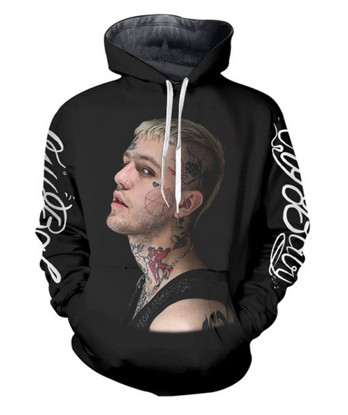 

new fashion couples men women hd lil peep funny 3d print hoodies sweatshirt jacket pullover rw011, Black
