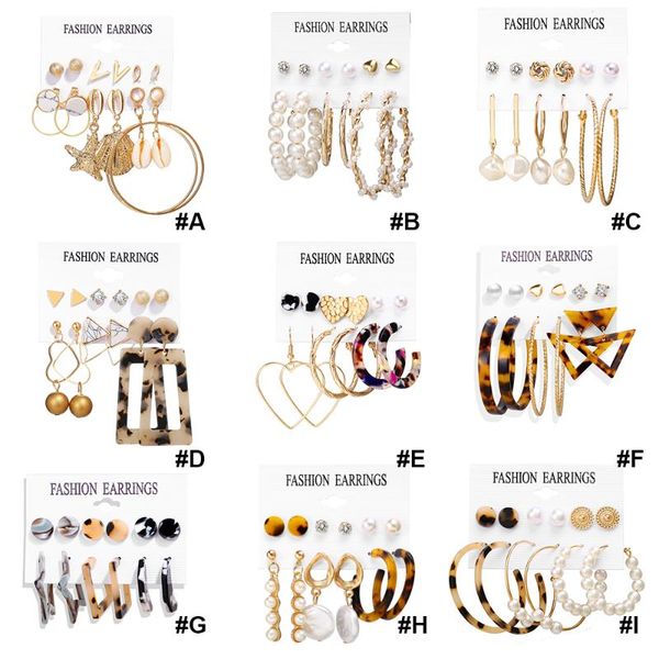

vintage tassel dangle earring acrylic for women bohemian earrings set big geometric drop earring female jewelry accessories, Golden;silver