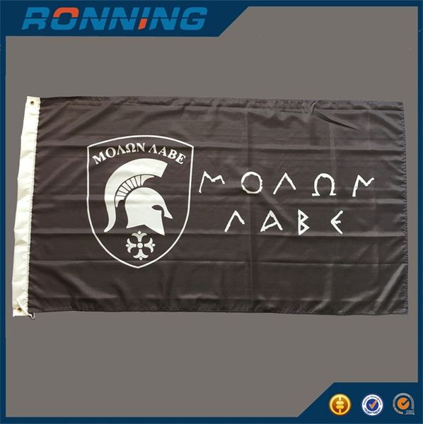 3x5 Molon Labe Flag Banner Tessuto in poliestere stampato 0.9 * 1.5m Vieni a prenderlo Banner volanti appesi per la decorazione, spedizione gratuita