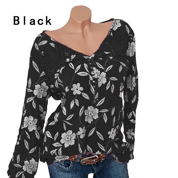 

2019 new women blouses chiffon v-neck floral printing long sleeve casual elegant blouse femme clothing plus size s-5xl, White