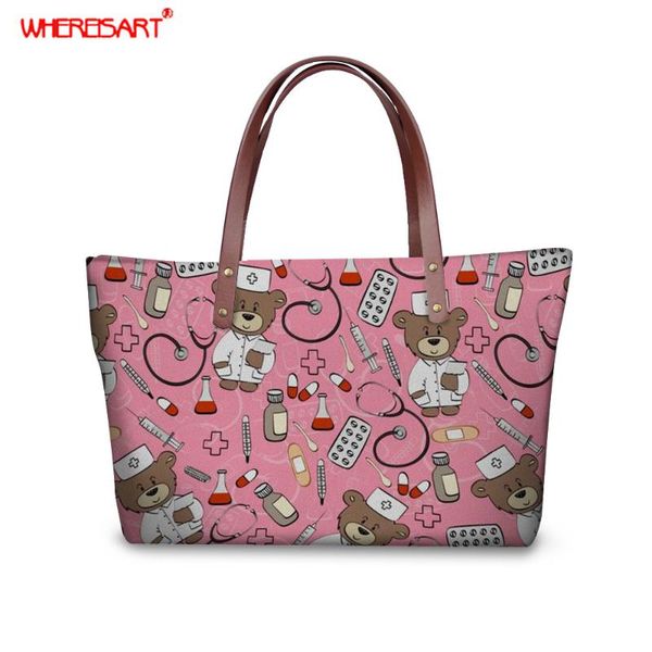 

whereisart 2pcs/set ladies totes bag bear feminina casual travel bag with wallet women large capacity hand sac a main