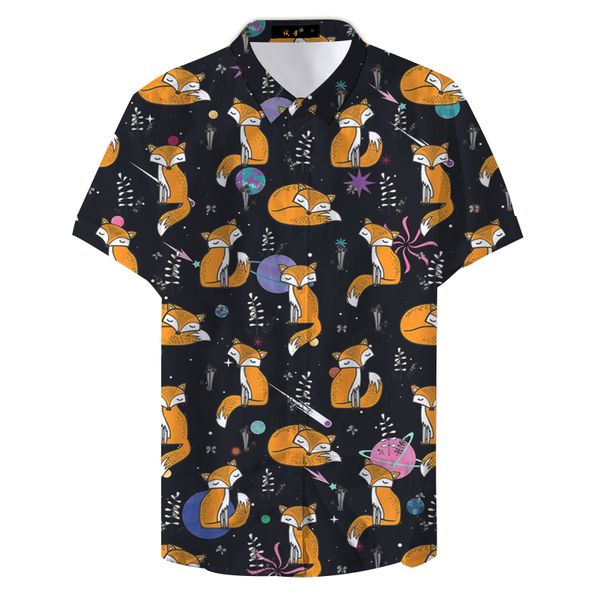 

2019 summer man floral colorful cute printed casual shirt, White;black