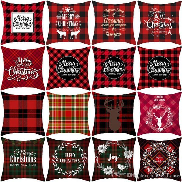 

christmas stripe cushion covers single-sided digital printed peach skin pillowcase xmas sofa throw pillow case xmas gift home decor