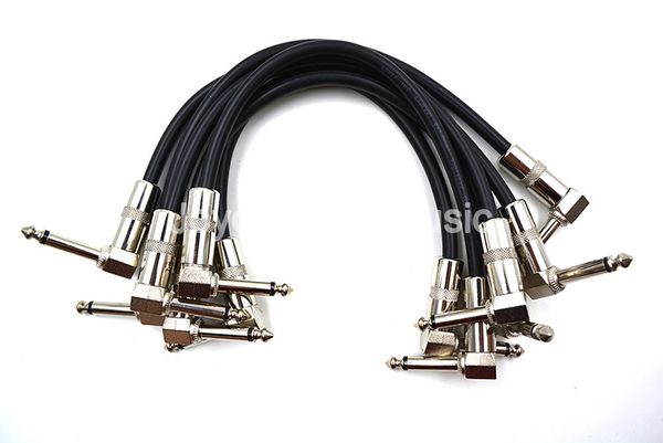 

6 pack niko black rubber metal 1/4 right angle electric guitar effect pedal patch cord cables ing