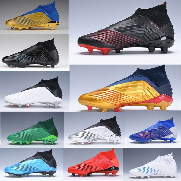 

predator 19+archetic kids mens soccer shoes fg high chuteiras de futebol football children youth junior boys football cleats boots, Black