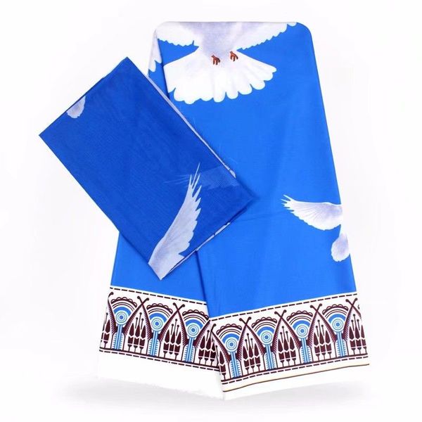 

4yards blue background animal printed african audel.modell silk lace fabric and 2yards chiffon scarf for dress vs3-1, Black;white