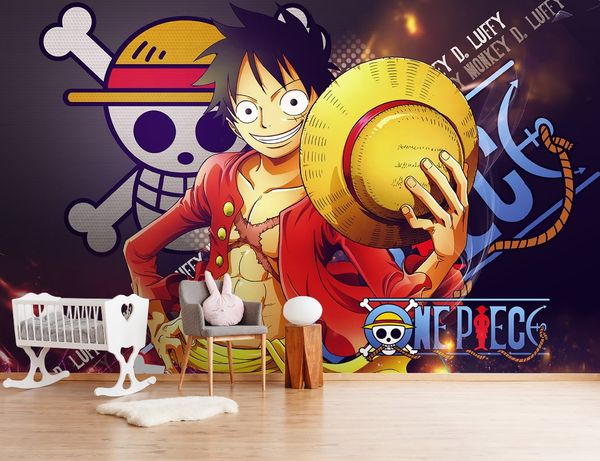 

self-adhesive] 3d luffy and skull poster one piece 3 japan anime wall paper mural wall print decal murals