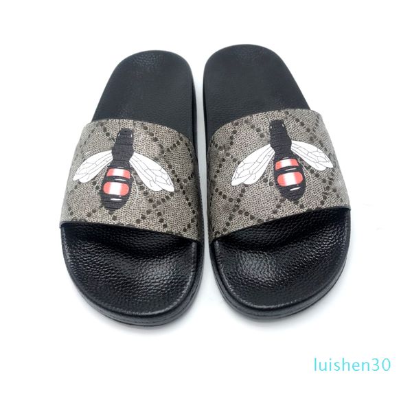 

2019 lux flower designer sandals heel leather sandals designer print soft leather rubber men women sandals slipper size 36-46 with box l30, Black