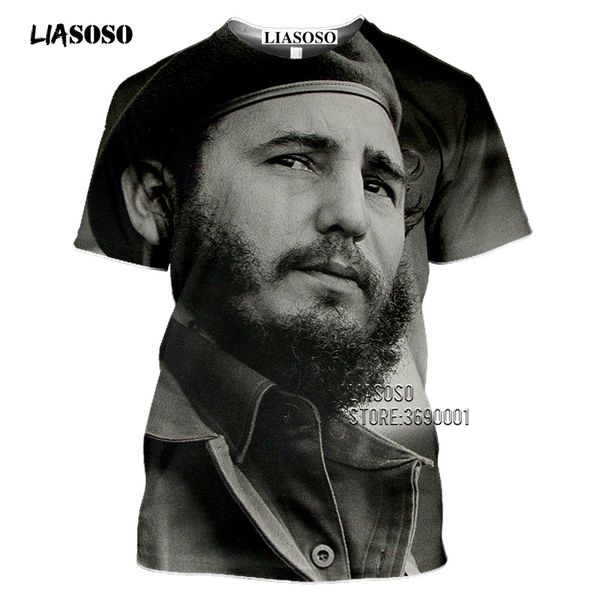 

men's t-shirts liasoso 3d print cuba fidel castro t-shirt che guevara women tshirt summer short sleeve casual street shirt drop, White;black